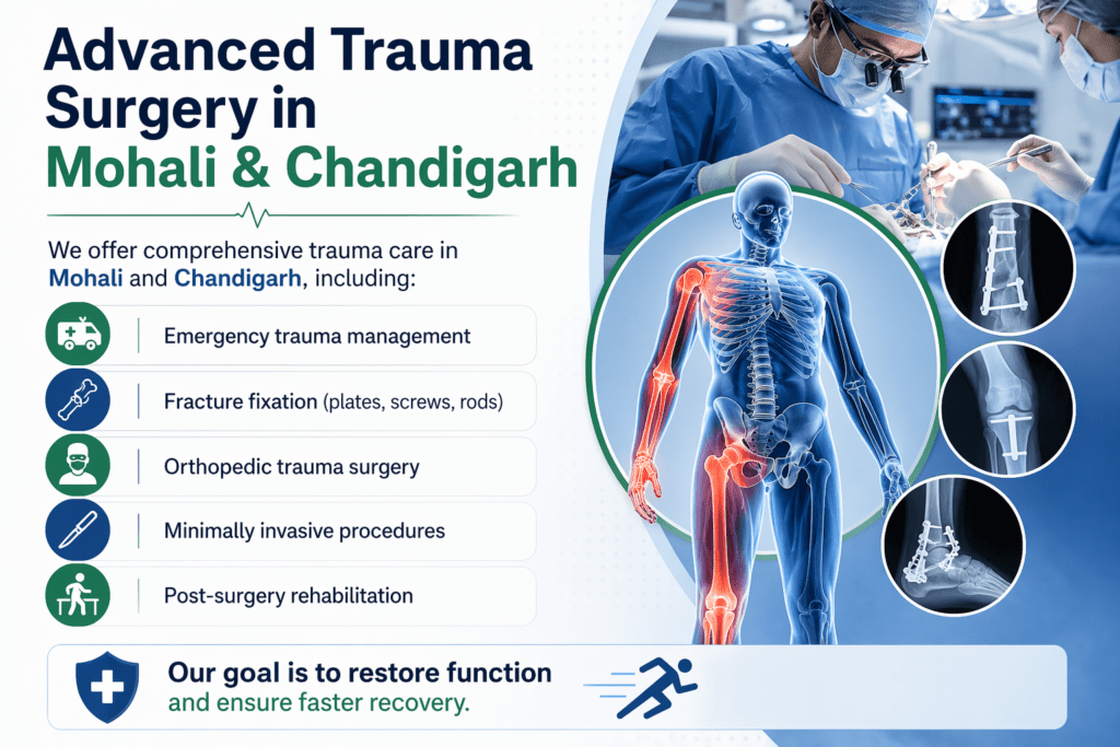 trauma surgeon Mohali orthopedic emergency doctor Chandigarh Srinagar trauma care