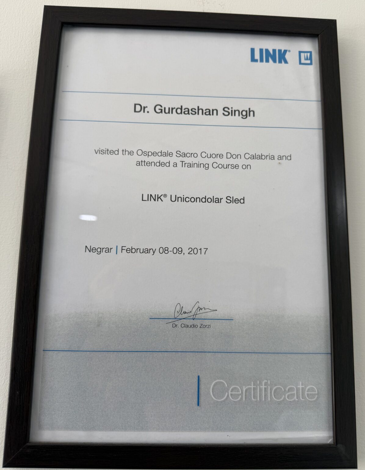 orthopedic conference certificate Mohali surgeon training India
