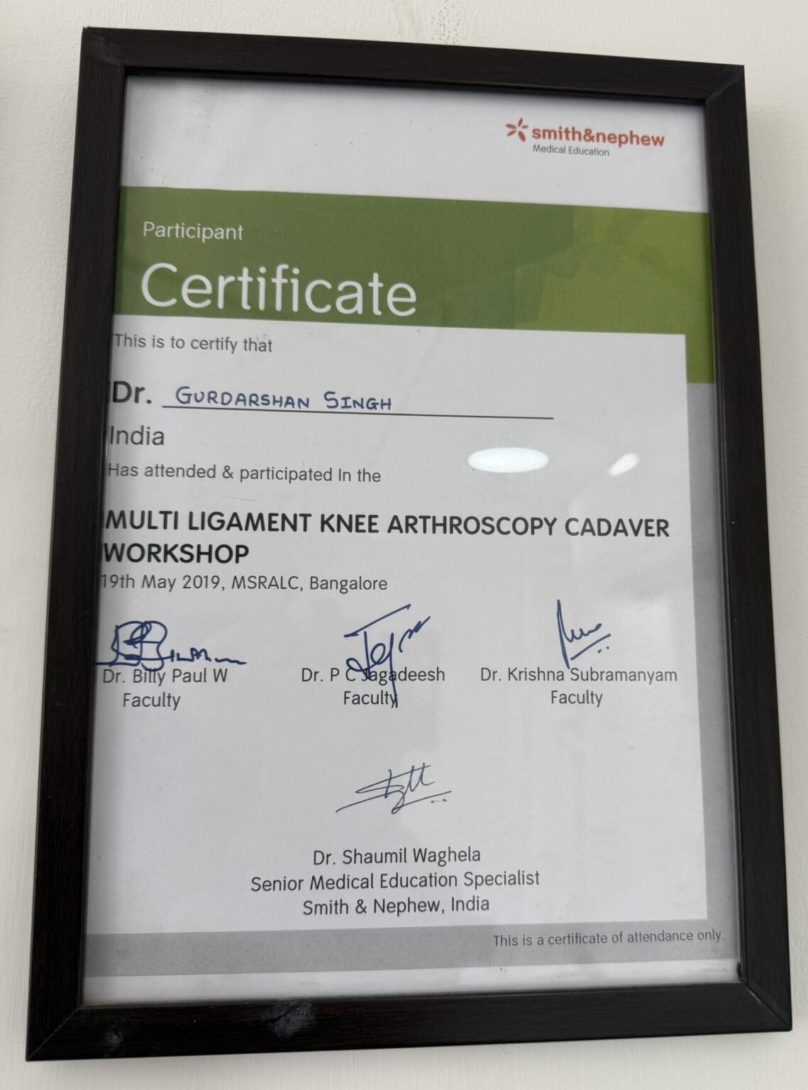 experienced orthopedic doctor Mohali achievements certificate joint replacement surgeon Chandigarh
