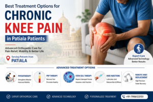 Knee pain treatment Patiala patient receiving advanced orthopedic care for chronic knee pain relief and robotic knee replacement treatment.